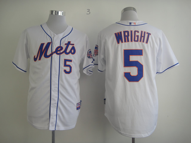 Men New York Mets 5 Wright White MLB Jerseys